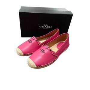 Coach Shoes Rain Floral Rivets Nappa Slip on 8 B Dahlia Pink Q8423 Espadrilles